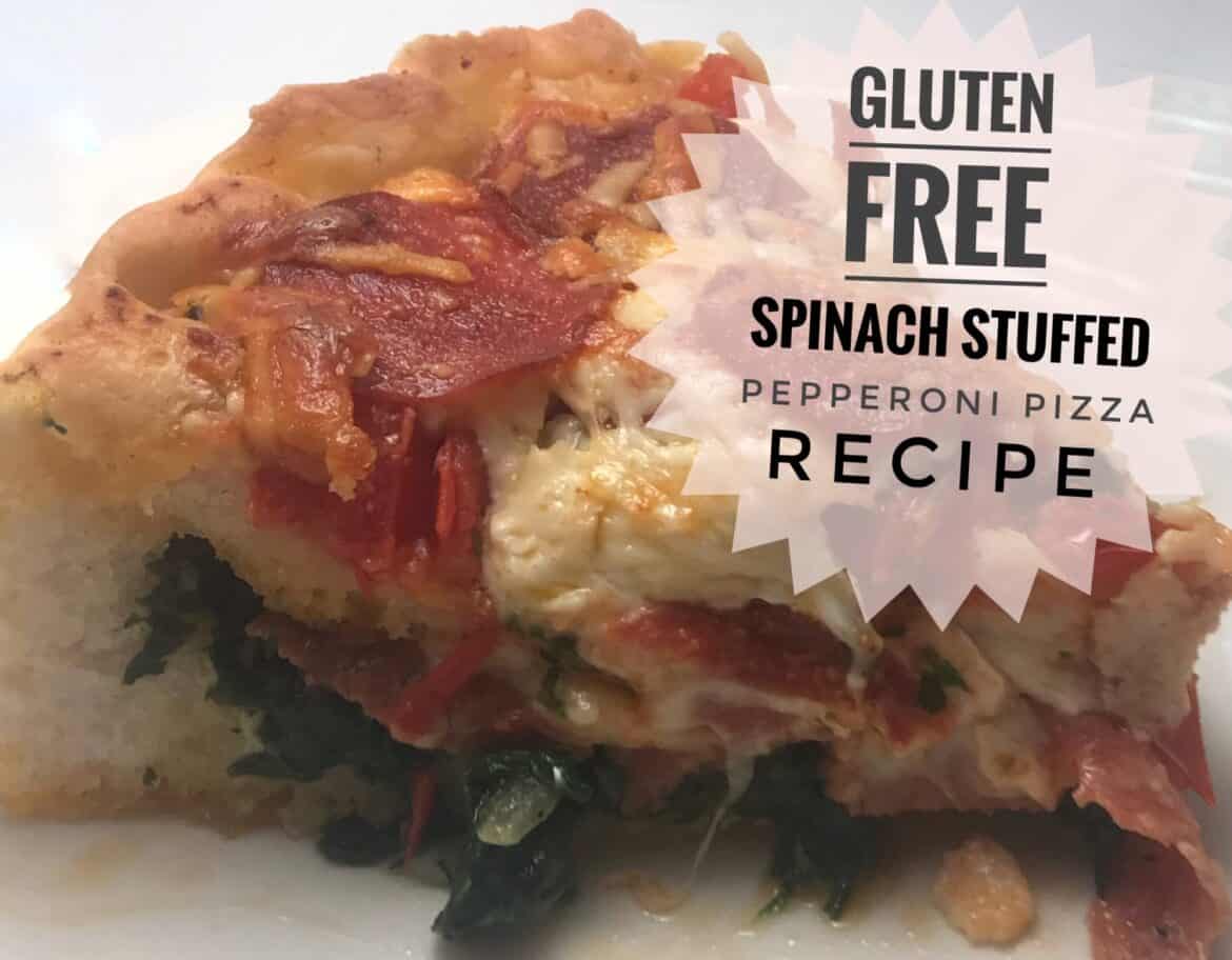 gluten-free spinach stuffed pepperoni pizza recipe.