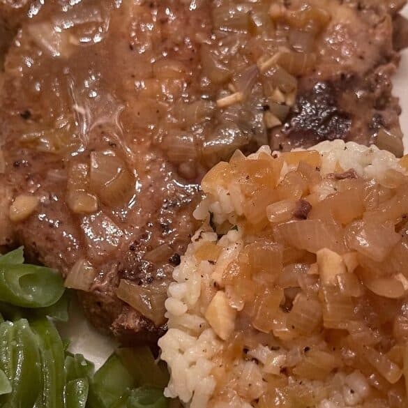 Gluten-Free Pork Chops with Pan Sauce and Parsley Rice